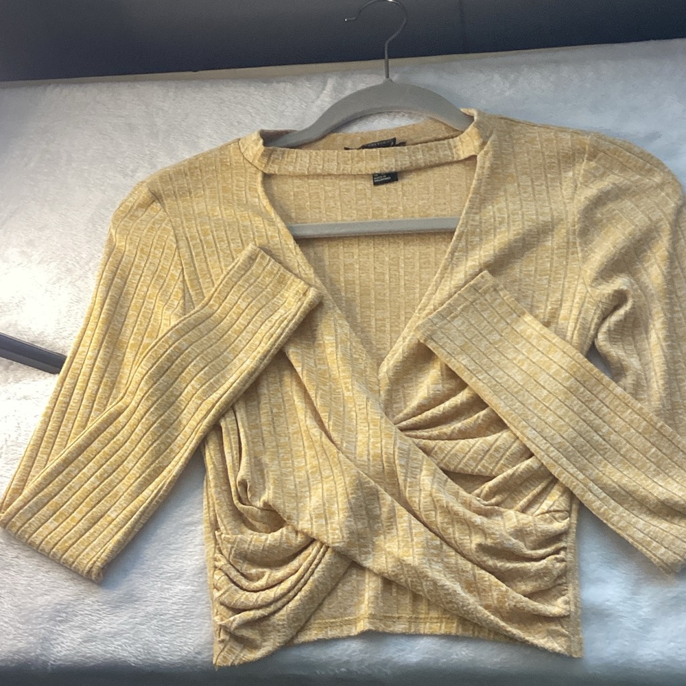 Forever 21 Mustard V-Neck Ribbed Sweater